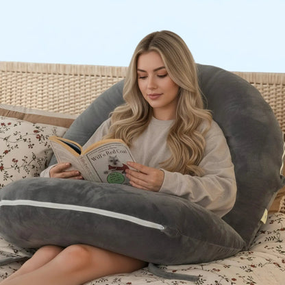 Folding Reading Pillow for Bed, U Shaped Back Support Pillow, Detachable 2 in 1 Design