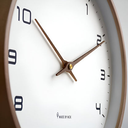 Nordic Wooden Wall Clock, Silent Quartz Minimalist Round Clock for Living Room and Kitchen