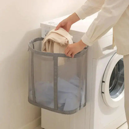Foldable Mesh Laundry Basket with Handles, Collapsible Laundry Hamper for Home, Travel and Beach