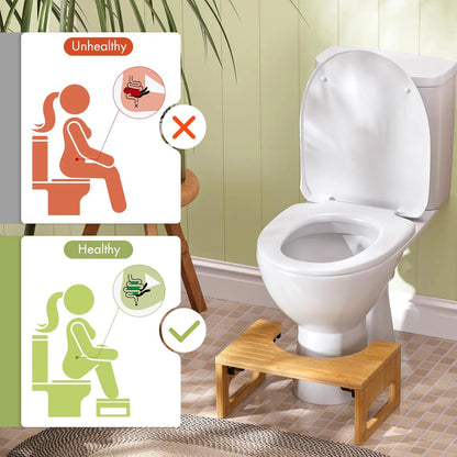 Bamboo Toilet Stool, Foldable 7 in Bathroom Footstool with Non Slip Pads, No Assembly Needed