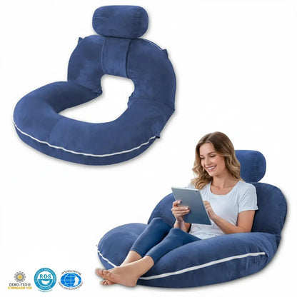 Folding Reading Pillow for Bed, U Shaped Back Support Pillow, Detachable 2 in 1 Design
