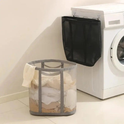 Foldable Mesh Laundry Basket with Handles, Collapsible Laundry Hamper for Home, Travel and Beach