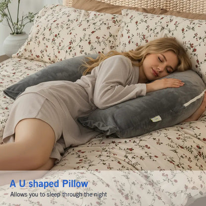 Folding Reading Pillow for Bed, U Shaped Back Support Pillow, Detachable 2 in 1 Design