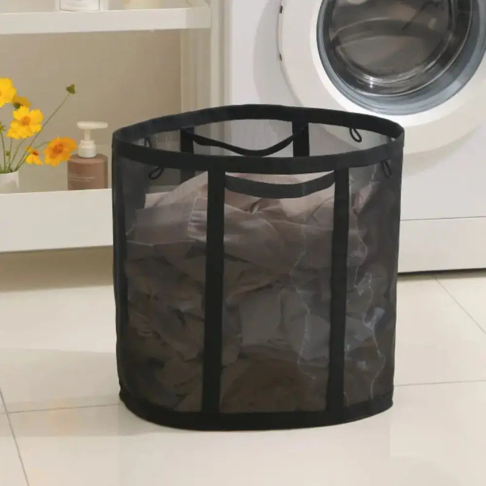 Foldable Mesh Laundry Basket with Handles, Collapsible Laundry Hamper for Home, Travel and Beach