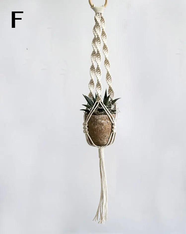 Plant Hanger with Ceramic Pot, Boho Woven Cotton Hanging Planter, 43 in