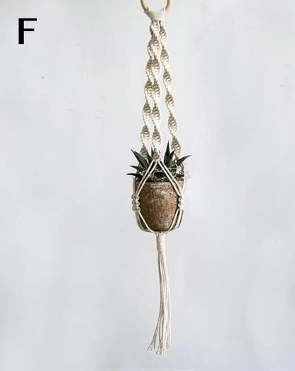 Plant Hanger with Ceramic Pot, Boho Woven Cotton Hanging Planter, 43 in