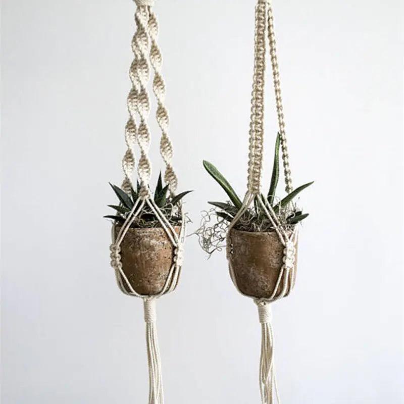 Plant Hanger with Ceramic Pot, Boho Woven Cotton Hanging Planter, 43 in