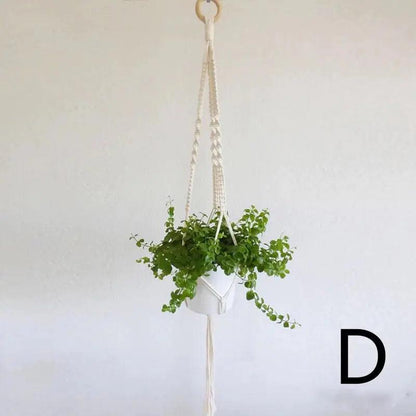 Plant Hanger with Ceramic Pot, Boho Woven Cotton Hanging Planter, 43 in