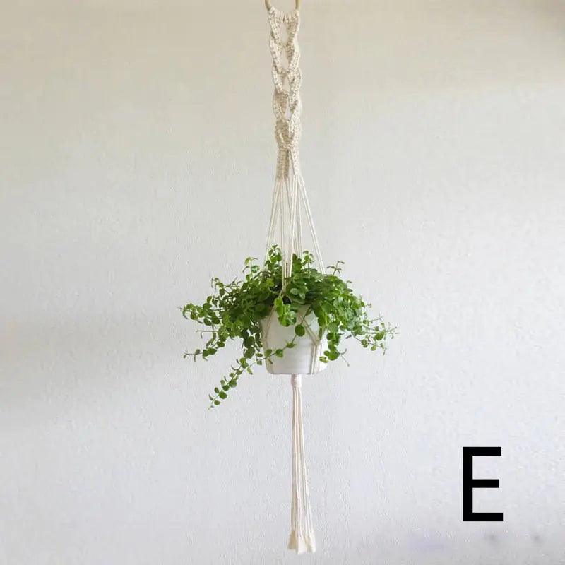 Plant Hanger with Ceramic Pot, Boho Woven Cotton Hanging Planter, 43 in