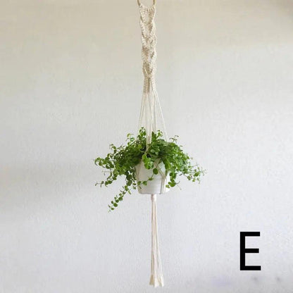 Plant Hanger with Ceramic Pot, Boho Woven Cotton Hanging Planter, 43 in