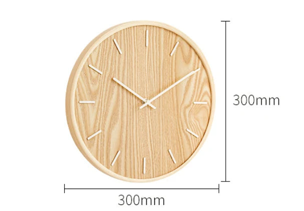 Minimalist Solid Wood Wall Clock, Silent Non-Ticking Scandinavian Clock for Living Room