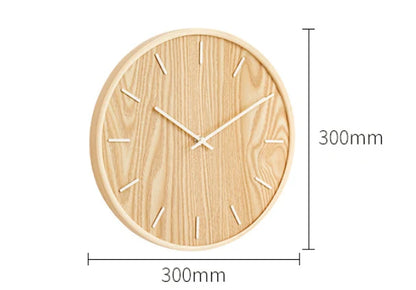 Minimalist Solid Wood Wall Clock, Silent Non-Ticking Scandinavian Clock for Living Room