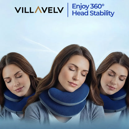 Travel Neck Pillow with Chin Support, Double Support Airplane Pillow with Carry Case