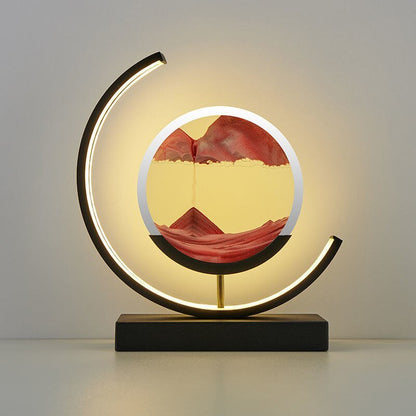Sandlight Quicksand LED Table Lamp, Rotating 3D Moving Sand Art Night Light for Bedroom, Office and Gifts