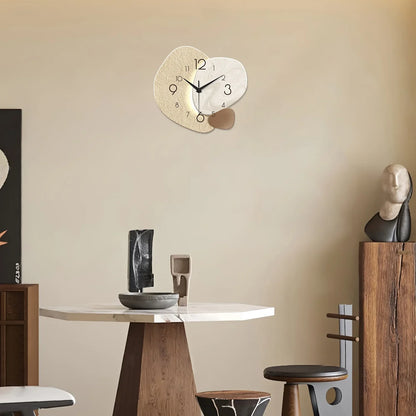 Modern Silent Wall Clock, Minimalist Pebble Design Non Ticking Quartz Clock for Living Room, Bedroom and Office