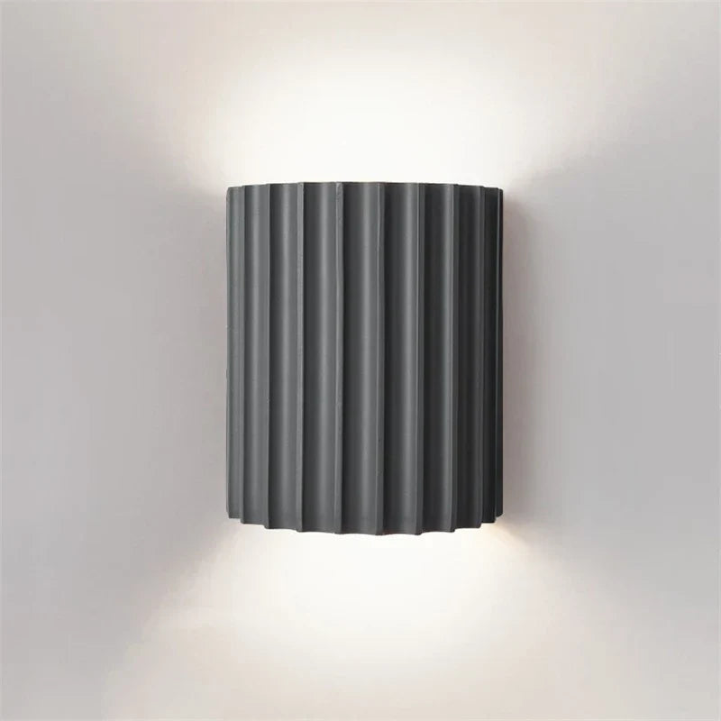 Ribbed Resin Wall Sconce, Modern Up Down Wall Light for Bedroom and Hallway, E27