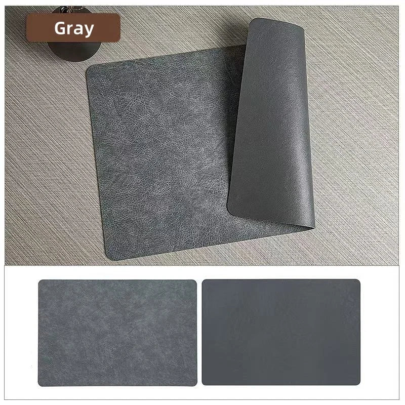 Double Sided Faux Leather Placemats, Set of 4 or 6 Rectangle Waterproof Heat Resistant Table Mats