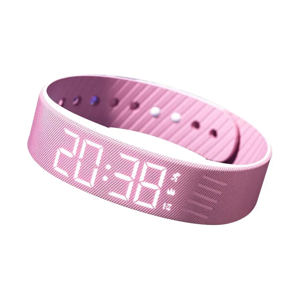 Vibrating Alarm Watch, Silent LED Digital Wrist Alarm with Pedometer and Silicone Strap