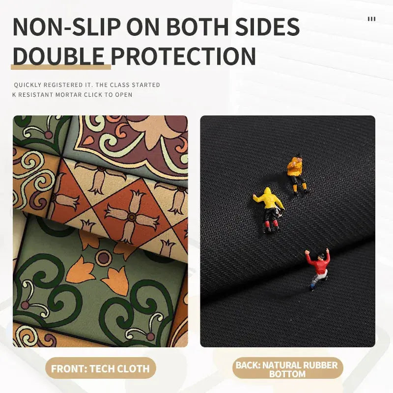 Absorbent Coffee Bar Mat, Quick Dry Dish Drying Pad for Kitchen Counter, Non Slip Retro Design