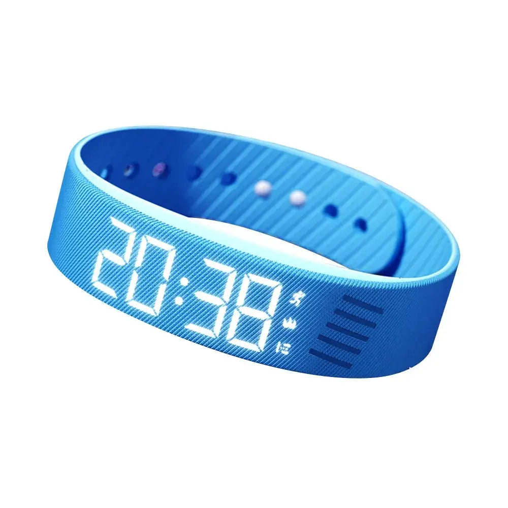 Vibrating Alarm Watch, Silent LED Digital Wrist Alarm with Pedometer and Silicone Strap