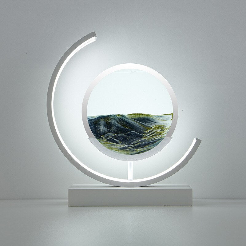 Sandlight Quicksand LED Table Lamp, Rotating 3D Moving Sand Art Night Light for Bedroom, Office and Gifts