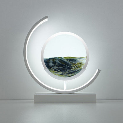 Sandlight Quicksand LED Table Lamp, Rotating 3D Moving Sand Art Night Light for Bedroom, Office and Gifts