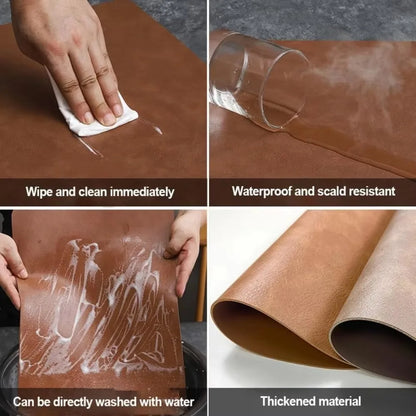 Double Sided Faux Leather Placemats, Set of 4 or 6 Waterproof Heat Resistant Table Mats, Nordic Droplet Shape