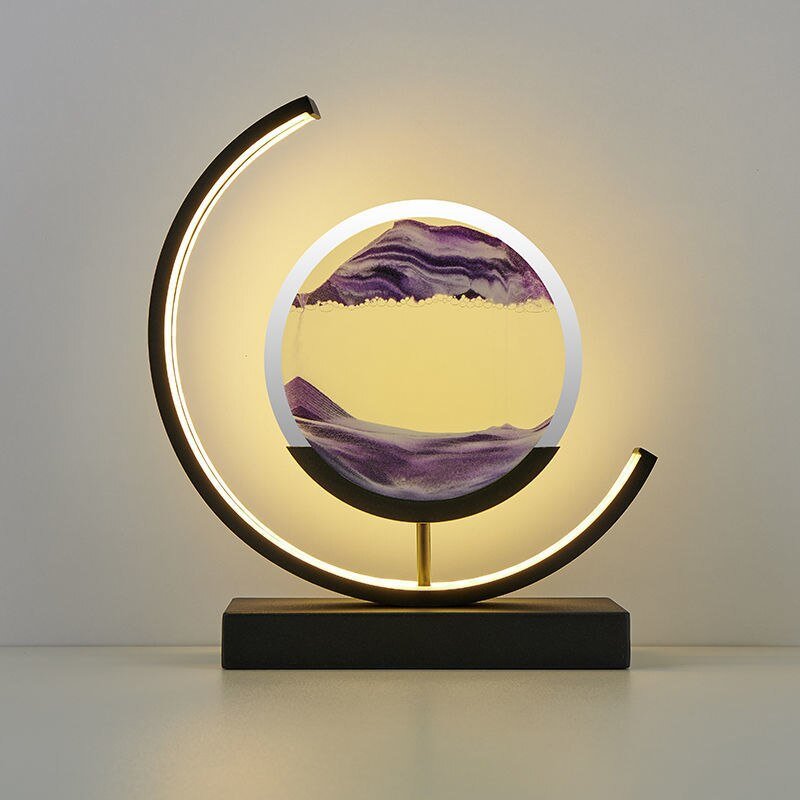 Sandlight Quicksand LED Table Lamp, Rotating 3D Moving Sand Art Night Light for Bedroom, Office and Gifts