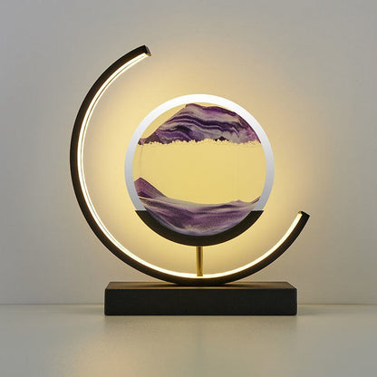 Sandlight Quicksand LED Table Lamp, Rotating 3D Moving Sand Art Night Light for Bedroom, Office and Gifts