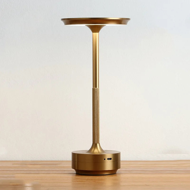 Rechargeable Touch Desk Lamp, Cordless Dimmable LED Table Light with USB C Charging, Aluminum Mushroom Shade