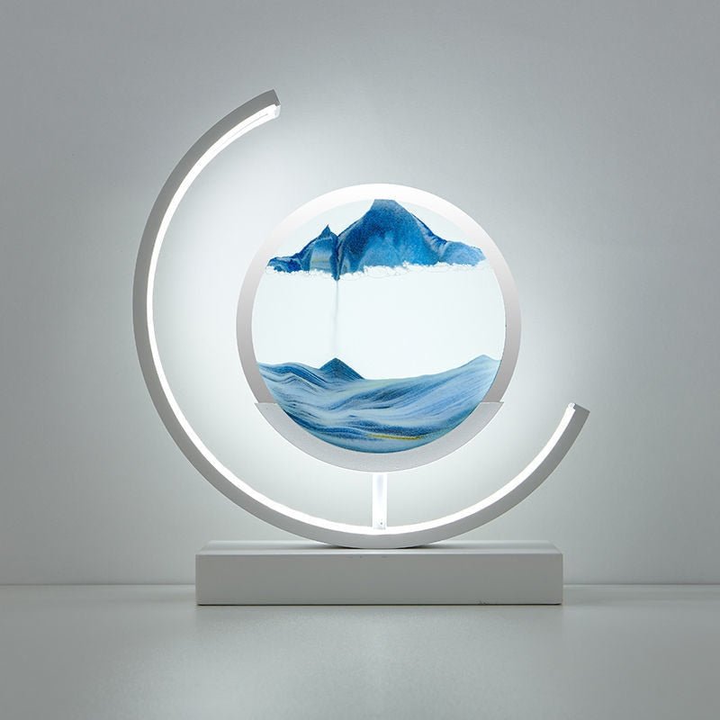 Sandlight Quicksand LED Table Lamp, Rotating 3D Moving Sand Art Night Light for Bedroom, Office and Gifts