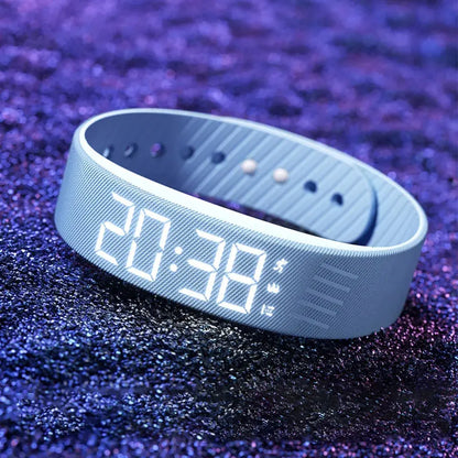 Vibrating Alarm Watch, Silent LED Digital Wrist Alarm with Pedometer and Silicone Strap
