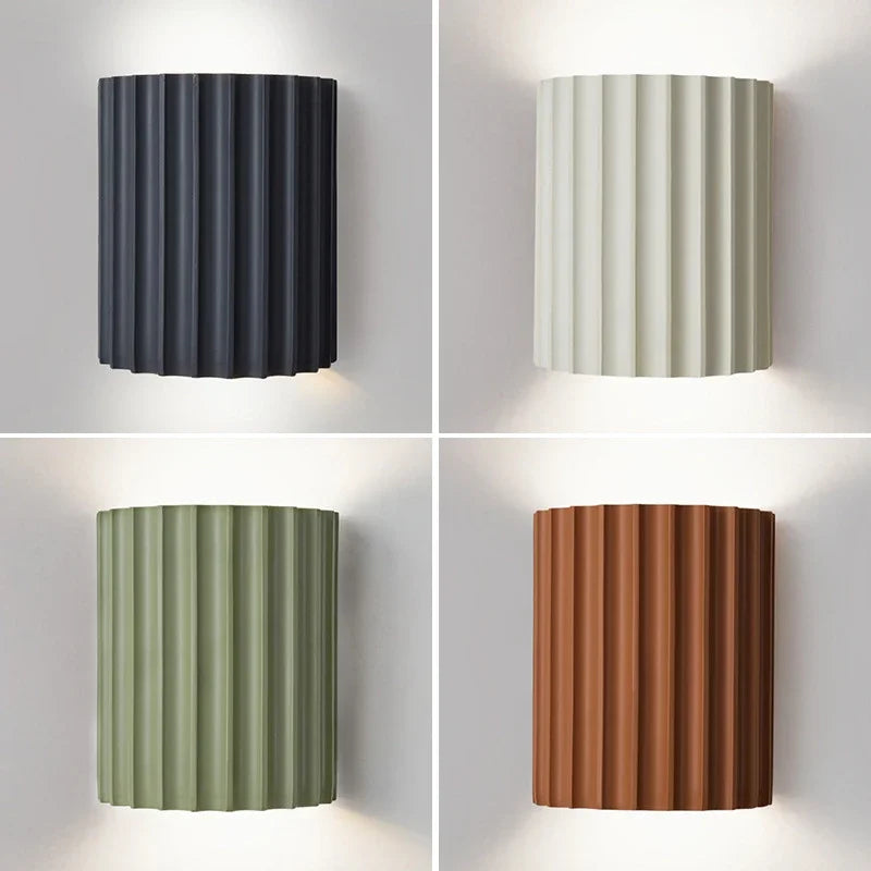 Ribbed Resin Wall Sconce, Modern Up Down Wall Light for Bedroom and Hallway, E27