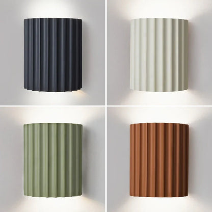 Ribbed Resin Wall Sconce, Modern Up Down Wall Light for Bedroom and Hallway, E27
