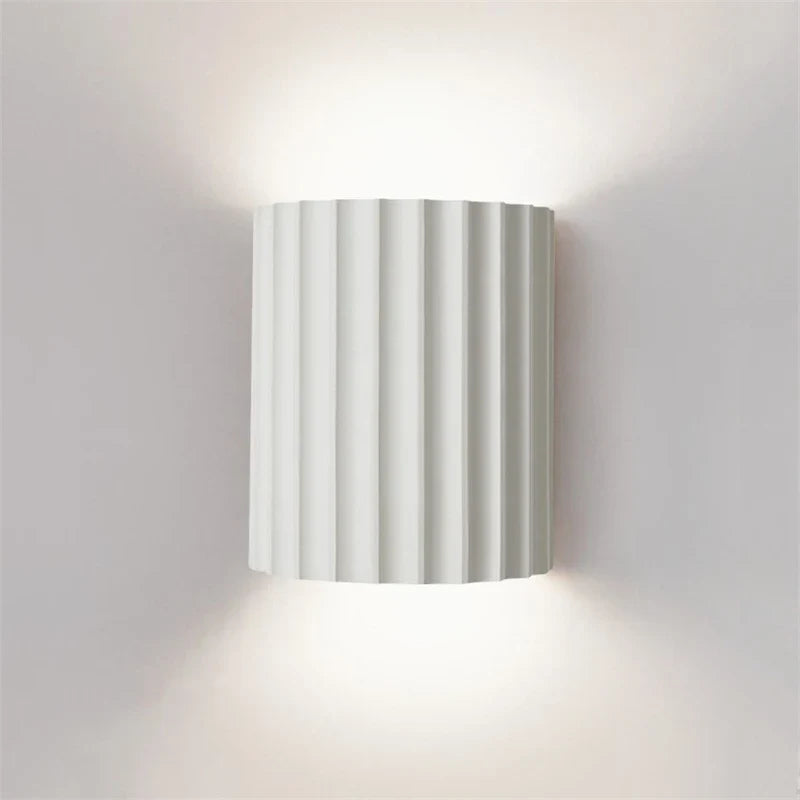 Ribbed Resin Wall Sconce, Modern Up Down Wall Light for Bedroom and Hallway, E27