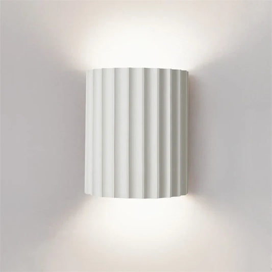 Ribbed Resin Wall Sconce, Modern Up Down Wall Light for Bedroom and Hallway, E27