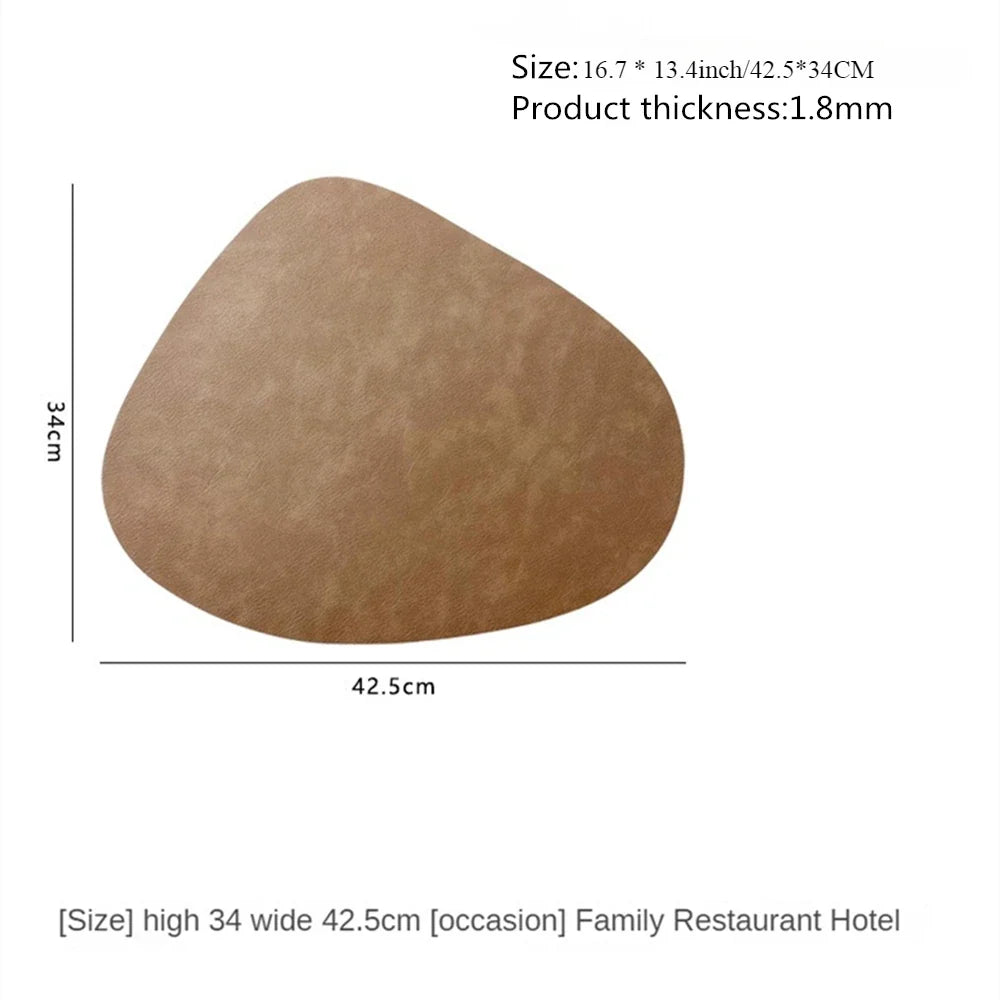 Double Sided Faux Leather Placemats, Set of 4 or 6 Waterproof Heat Resistant Table Mats, Nordic Droplet Shape