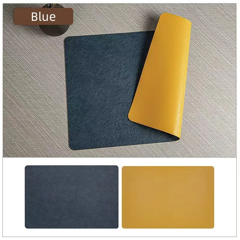 Double Sided Faux Leather Placemats, Set of 4 or 6 Rectangle Waterproof Heat Resistant Table Mats