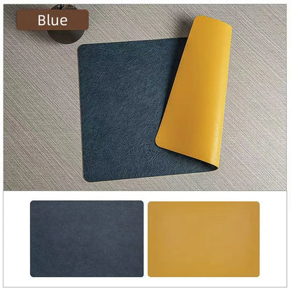 Double Sided Faux Leather Placemats, Set of 4 or 6 Rectangle Waterproof Heat Resistant Table Mats