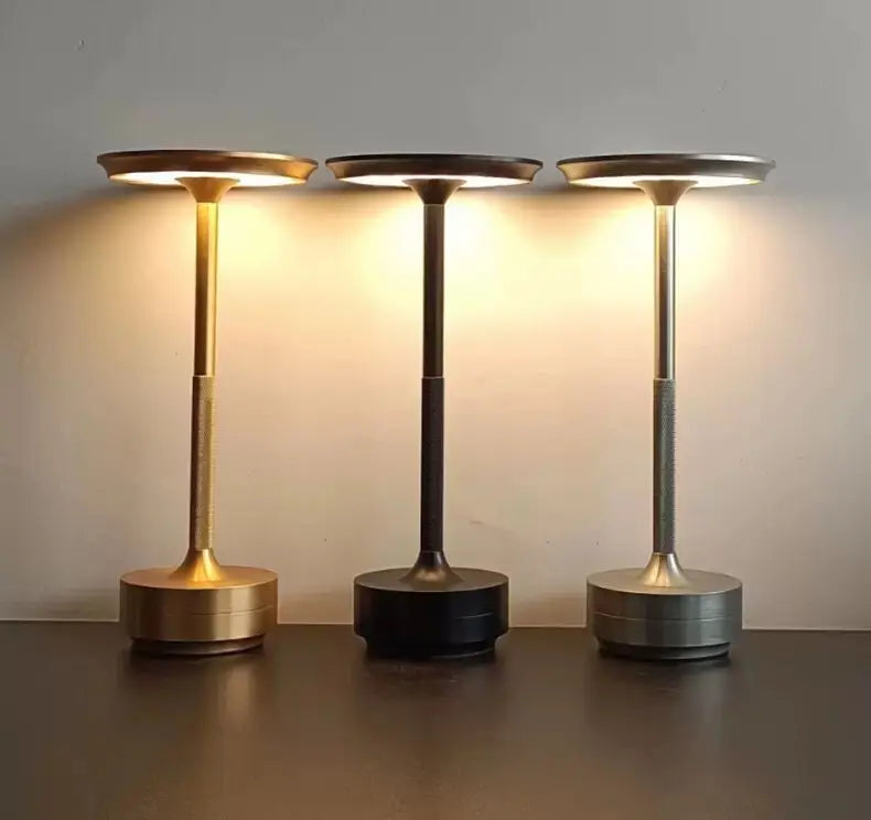 Rechargeable Touch Desk Lamp, Cordless Dimmable LED Table Light with USB C Charging, Aluminum Mushroom Shade