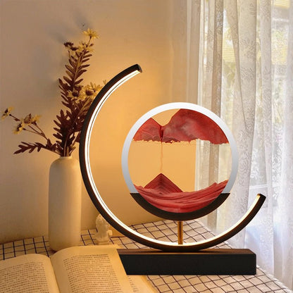 Sandlight Quicksand LED Table Lamp, Rotating 3D Moving Sand Art Night Light for Bedroom, Office and Gifts