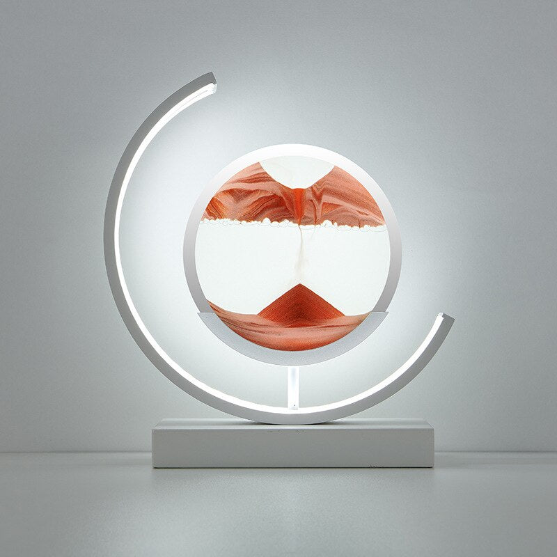 Sandlight Quicksand LED Table Lamp, Rotating 3D Moving Sand Art Night Light for Bedroom, Office and Gifts