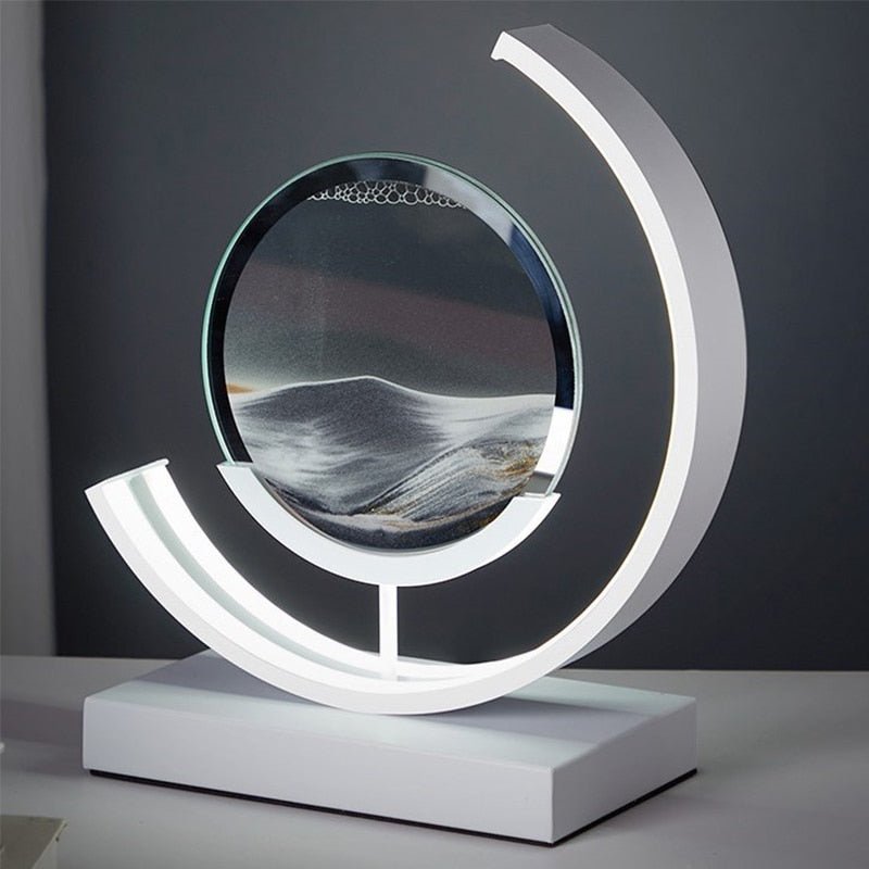 Sandlight Quicksand LED Table Lamp, Rotating 3D Moving Sand Art Night Light for Bedroom, Office and Gifts