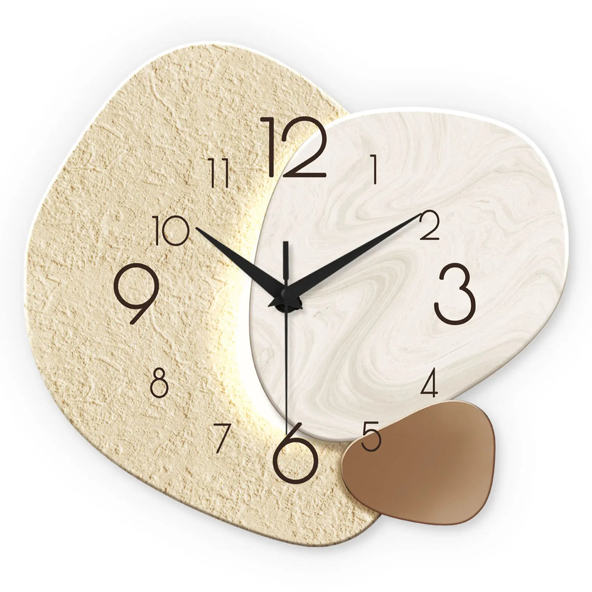 Modern Silent Wall Clock, Minimalist Pebble Design Non Ticking Quartz Clock for Living Room, Bedroom and Office
