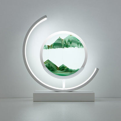 Sandlight Quicksand LED Table Lamp, Rotating 3D Moving Sand Art Night Light for Bedroom, Office and Gifts