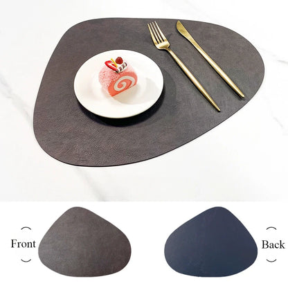 Double Sided Faux Leather Placemats, Set of 4 or 6 Waterproof Heat Resistant Table Mats, Nordic Droplet Shape