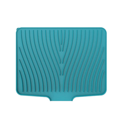 Silicone Dish Drying Mat with Built In Drain, Heat Resistant Countertop Drain Pad for Kitchen Sink