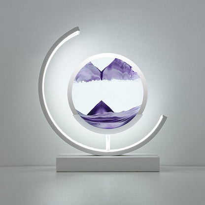 Sandlight Quicksand LED Table Lamp, Rotating 3D Moving Sand Art Night Light for Bedroom, Office and Gifts