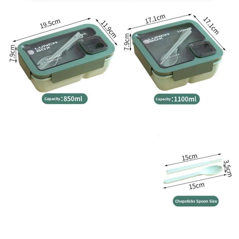 Leak Proof Bento Lunch Box with Cutlery, Microwave and Dishwasher Safe Lunch Container, 850 or 1100 ml