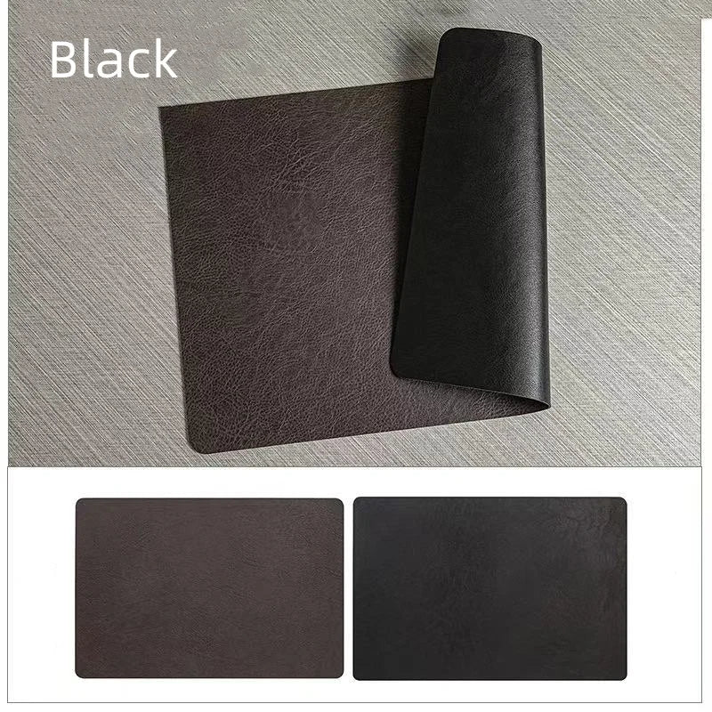 Double Sided Faux Leather Placemats, Set of 4 or 6 Rectangle Waterproof Heat Resistant Table Mats